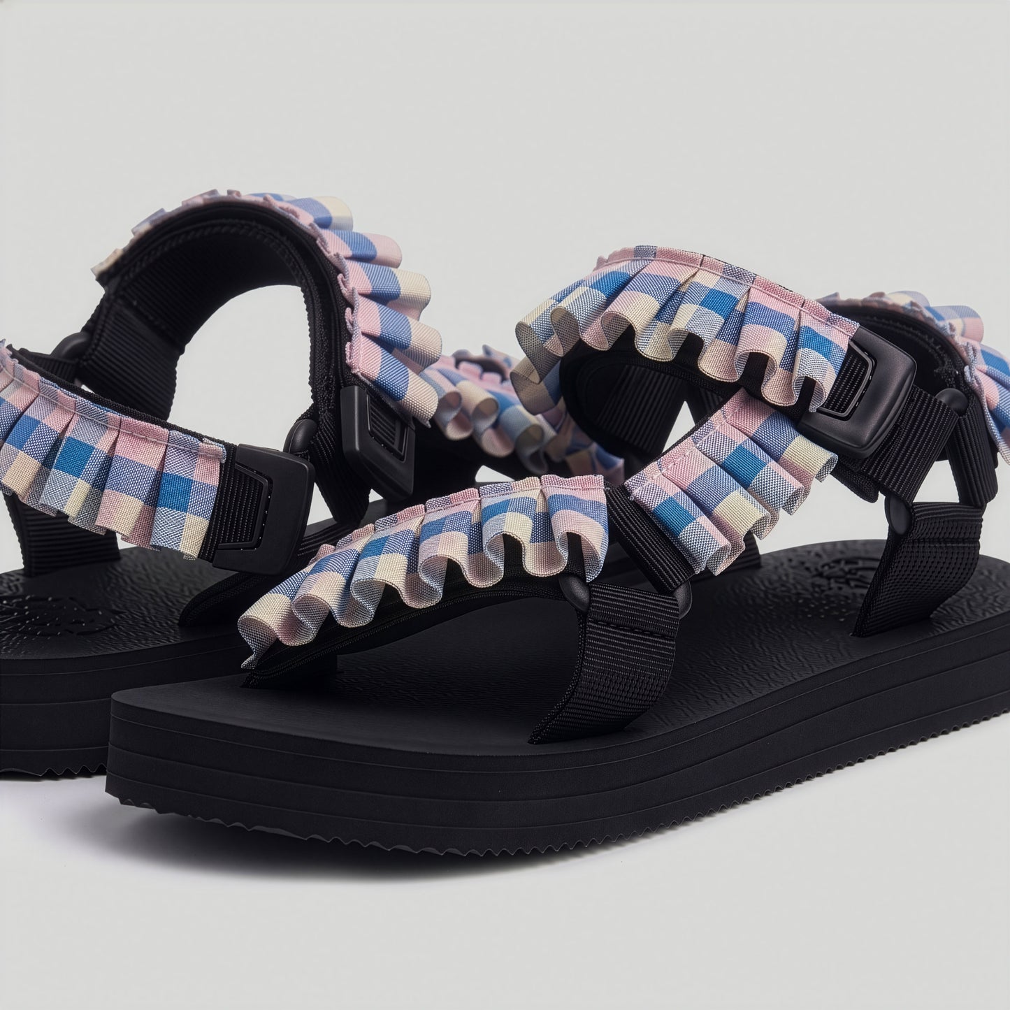 (JaeDals x Solulu) Blue Pink Checks Frills JaeDals