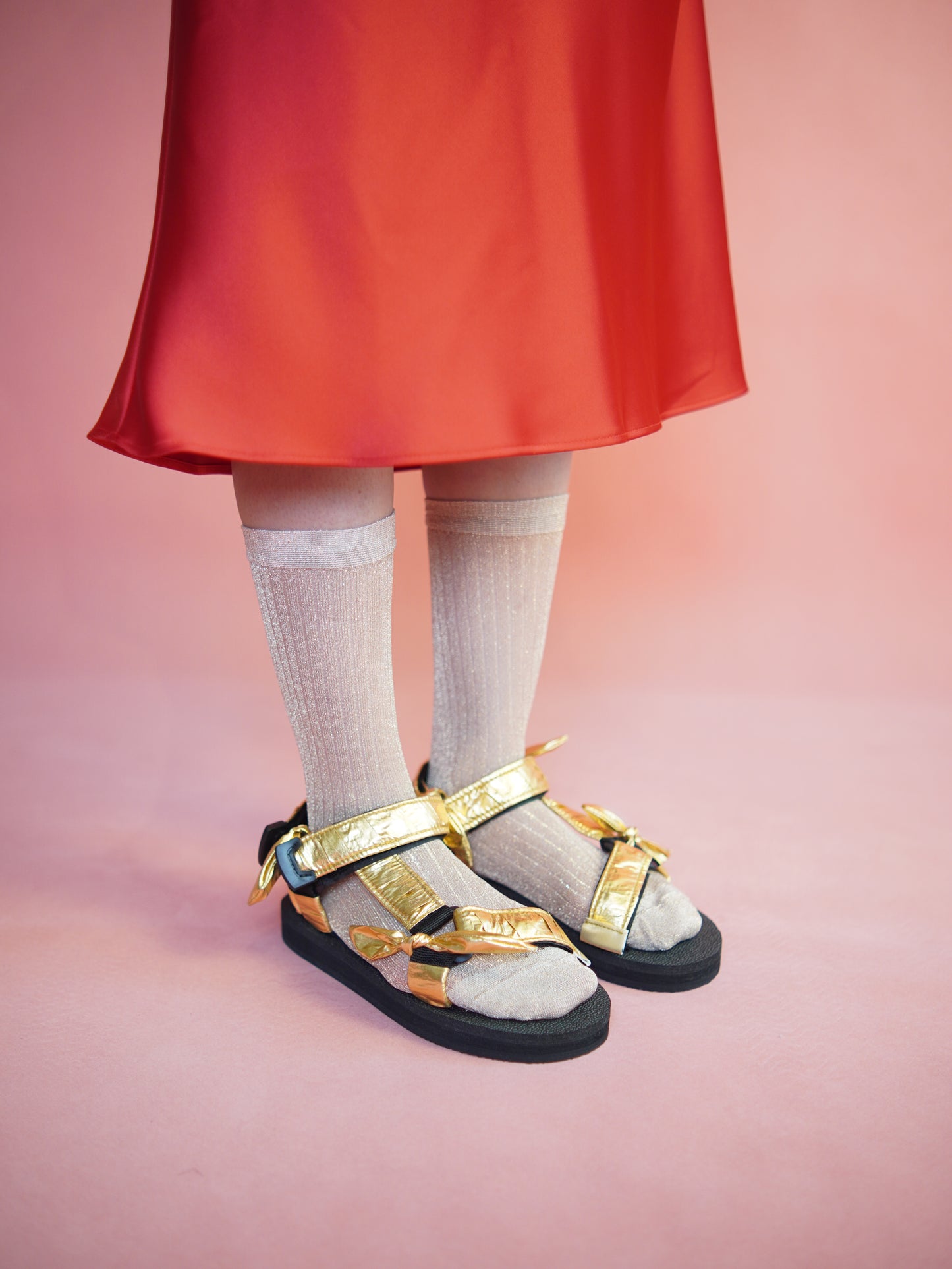 Sparkly Bestie Sheer Champ Gold Socks