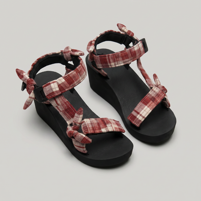 Red Checks Jae Wedge