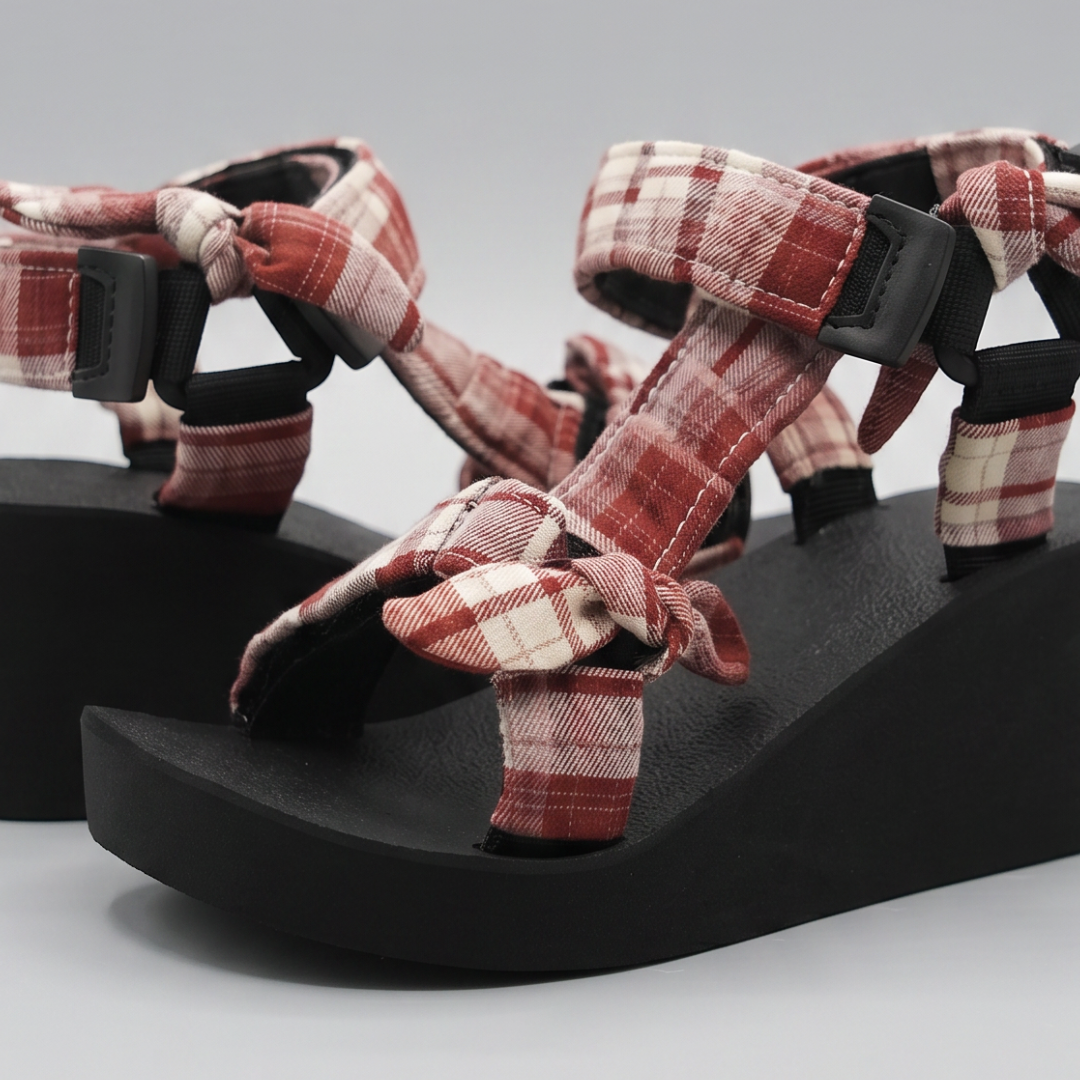 Red Checks Jae Wedge