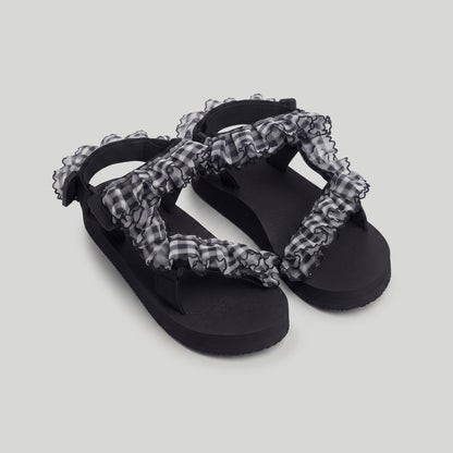 (JaeDals x Solulu) Black White Checks Tulle Frills