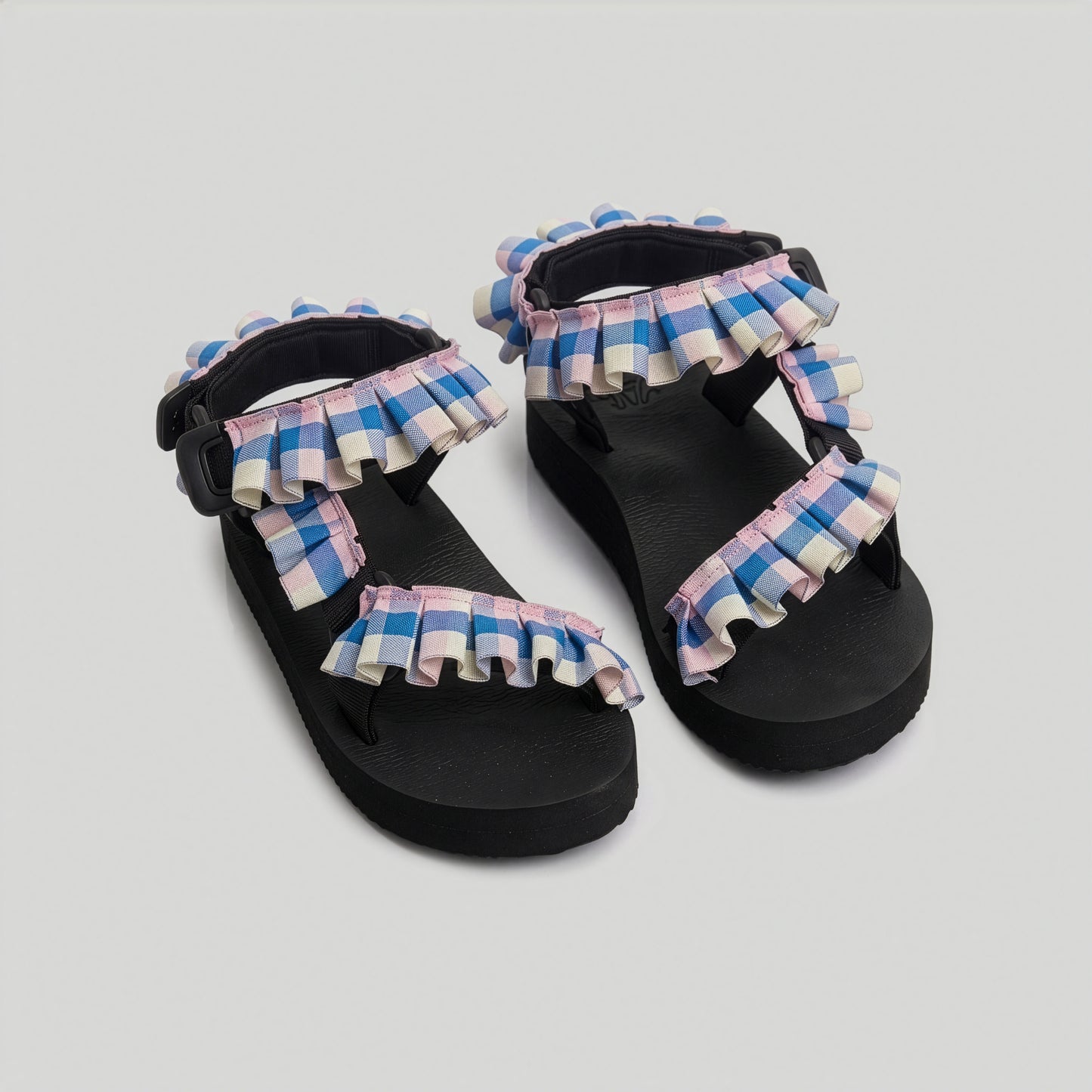(JaeDals x Solulu) Blue Pink Checks Frills JaeDals