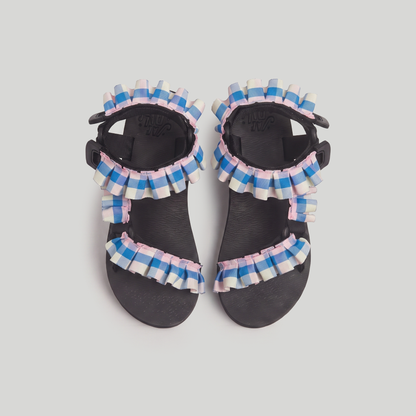 (JaeDals x Solulu) Blue Pink Checks Frills JaeDals