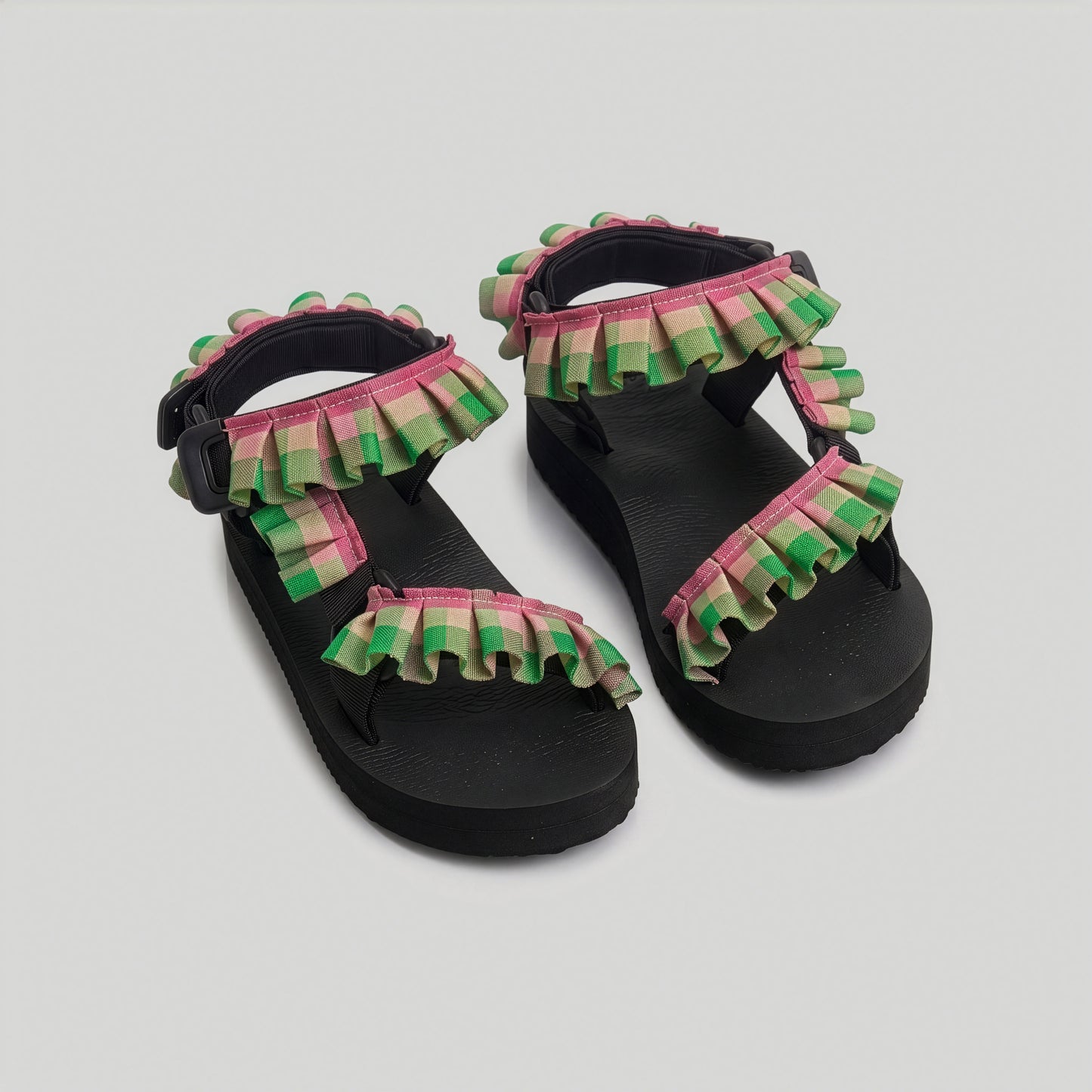 (JaeDals x Solulu) Pink Green Checks Frills JaeDals