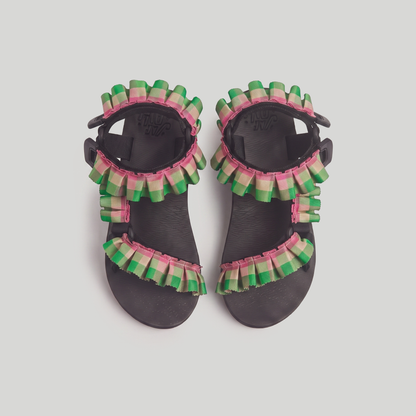 (JaeDals x Solulu) Pink Green Checks Frills JaeDals